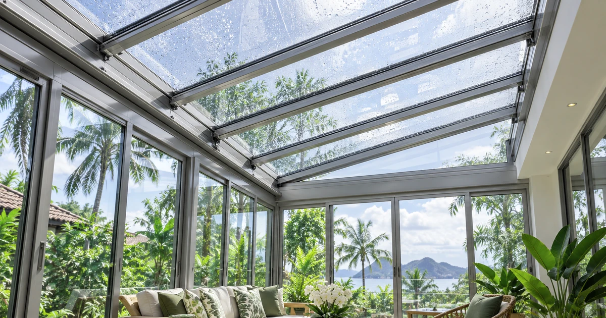 Glass skylight / glazed roof: แนวทางออกแบบ โครงสร้าง และการระบายน้ำ | Forge Windows