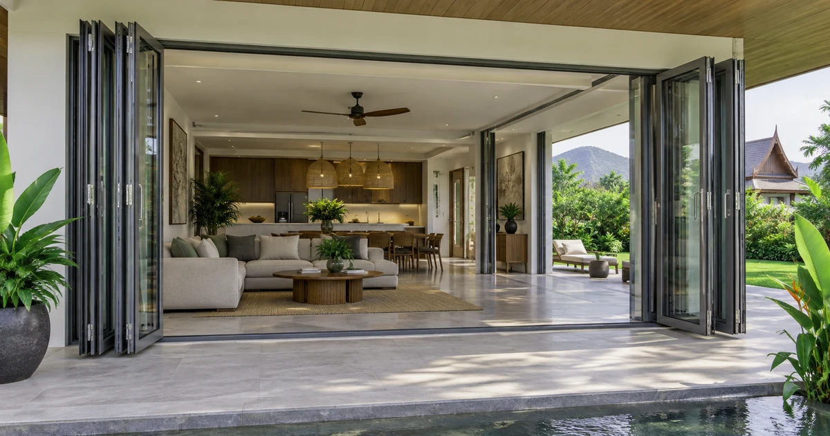 Folding door: เปรียบเทียบข้อดี ข้อจำกัด และการใช้งาน | Forge Windows