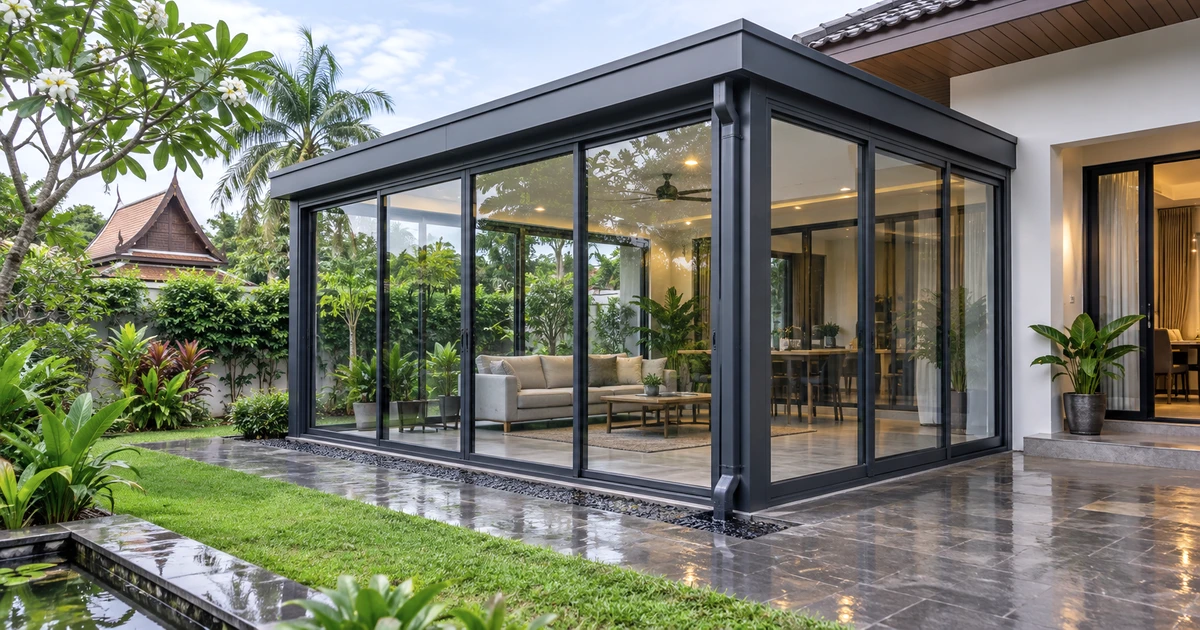 Flat-roof sunroom: แนวทางออกแบบ โครงสร้าง และการระบายน้ำ | Forge Windows