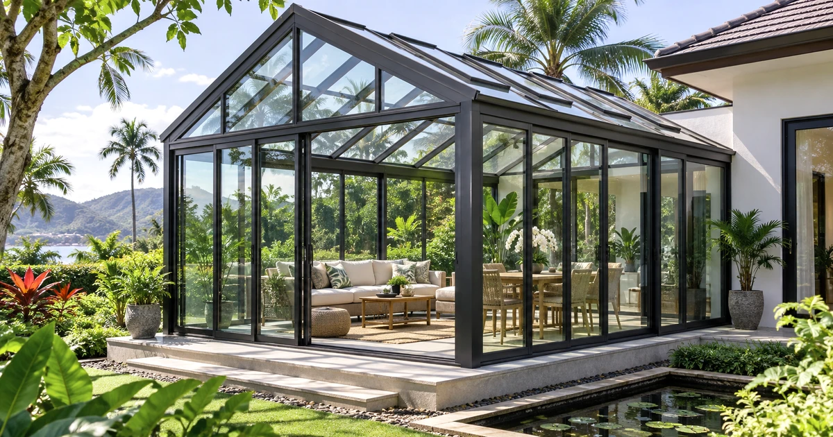 Single-slope (lean-to) sunroom: แนวทางออกแบบ โครงสร้าง และการระบายน้ำ | Forge Windows